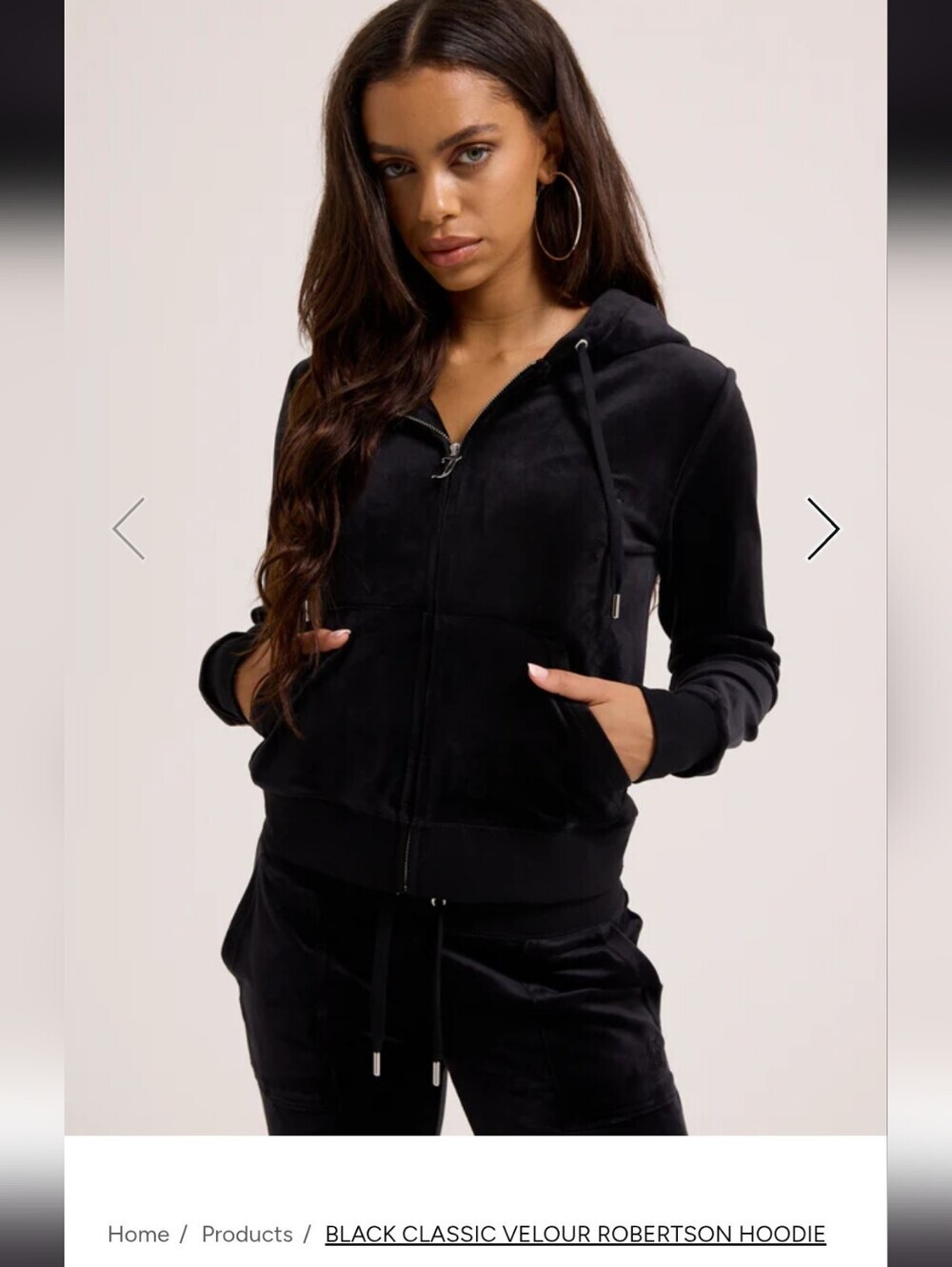 Juicy Couture Classic Velour Robertson Hoodie In Black Size M Rare
